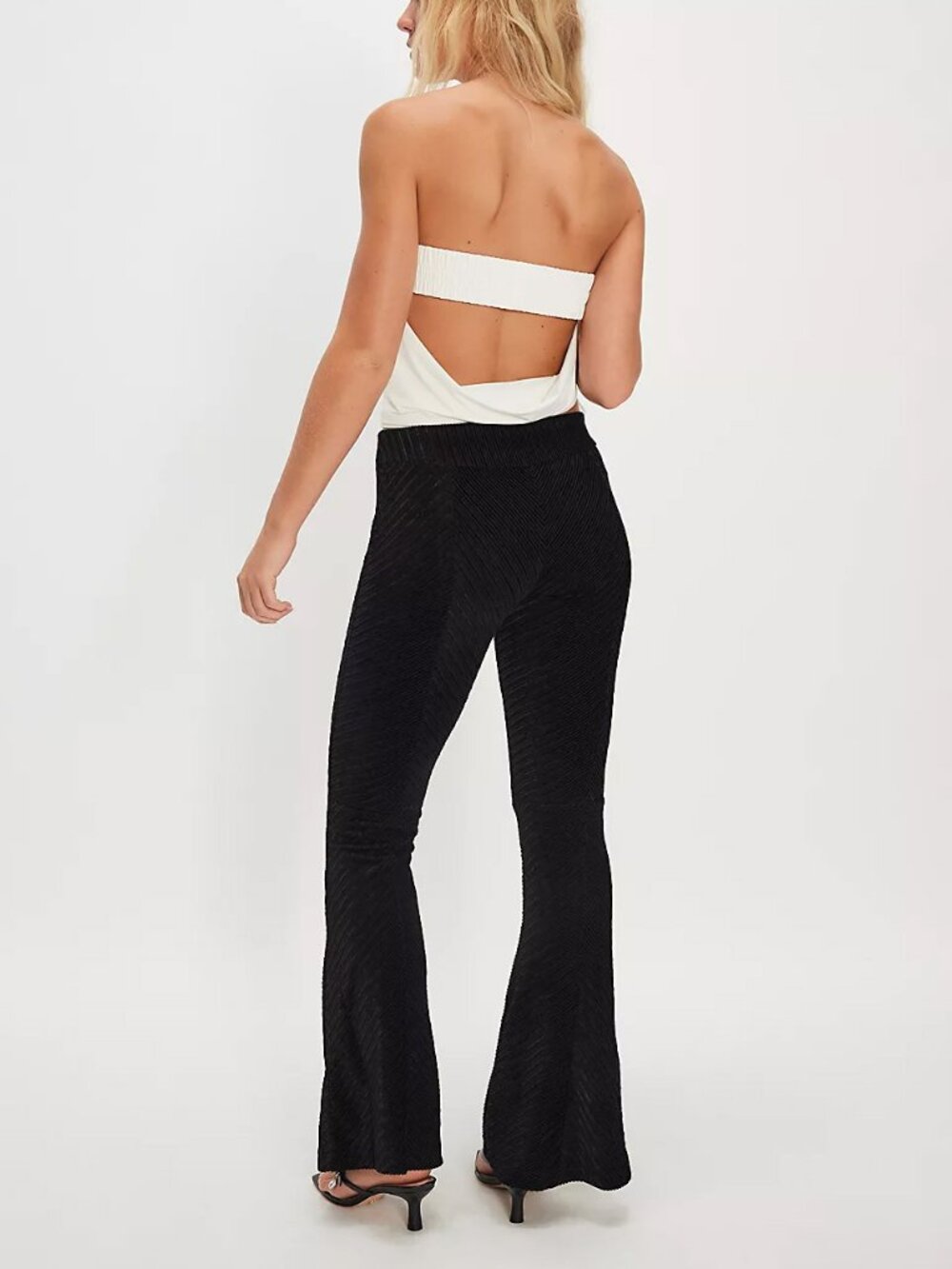 FREE PEOPLE Penny Pull On Velvet Flared Pants / Black - Picture 4 of 11